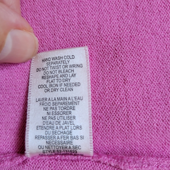 Pink Poodle Vintage Pink Knit Sweater Top Split Cowl Neckline 3/4 Sleeve Sz. L/M - Picture 13 of 13